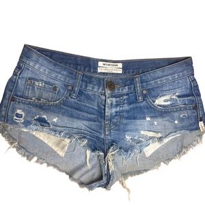 One Teaspoon Bonitas Distressed Denim Shorts Size 25 Low Rise Cutoff